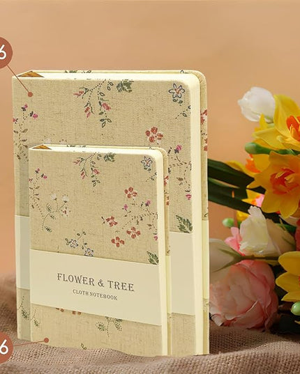 Pocket Notebook, Floral Linen Journal, Similar Embroidered, Notebooks 4x6, Lay Flat Sketchbook, A6 Notebook, Hardcover, Lined & Unlined Notebook, Apricot