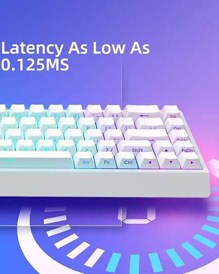 Mer68 LITE Wired 68 Keys, Magnetic Switch Mechanical Keyboard, 8KHZ Polling Rate/Latency As 0.125MS/64KHZ All Keys Scan Rate/ARGB, Hot Swappable Gaming Keyboard(White)