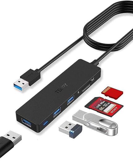 USB Hub 3.0 Splitter, TSUPY USB 3.0 Hub Multi USB Adapter Port Expander with 4ft Cable, SD/TF Card Reader & 3 USB 3.0 Ports Compatible for PC, Laptops, Surface Pro, MacBook, iMac Pro