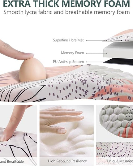 Mouse Pad Wrist Support, 2 in1 Keyboard Wrist Rest+ Ergonomic Mouse Pad, Non-Slip Wrist Rest for Computer Keyboard, Made Easy Typing & Relieve Wrist Pain（Leaf