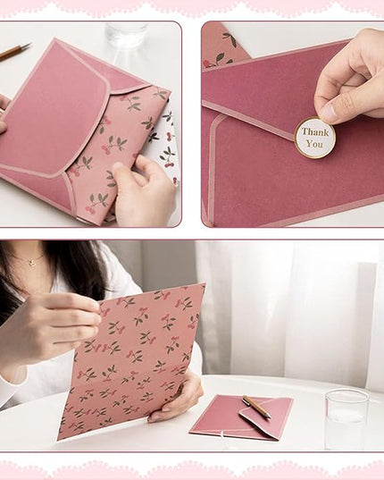 72 Pcs Stationery Paper Envelopes Set Includes 24 Lined Writing Paper & 12 Envelopes, Cute Lovely Floral Letter Writing Stationery Paper Envelopes Kit for Girls Boys Office School Supplies (6Style)