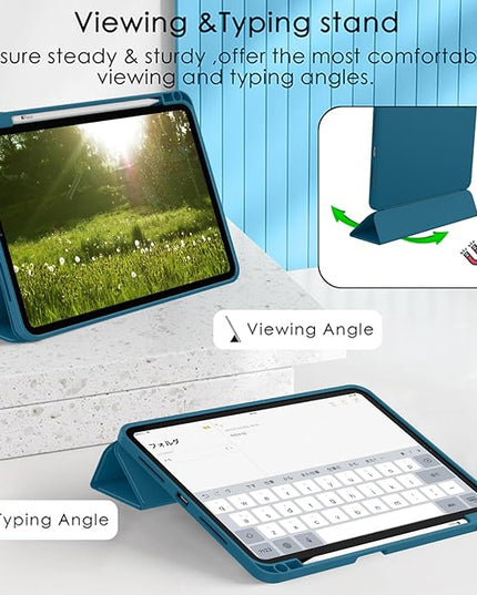 ZryXal iPad Pro 11 Inch Case (M5) 2025/ (M4) 2024 (Model: A2836/A2837/A3006), Trifold Stand Smart Cover with Pencil Holder and Soft TPU Back, Auto Wake/Sleep (Teal)