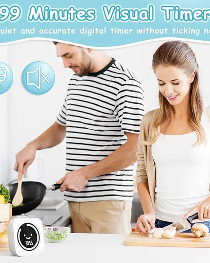 Visual Timer, 99 Minute Digital Kitchen Desk Timer for Office Supplies Home Productivity Management Tool Countdown Count Up, White