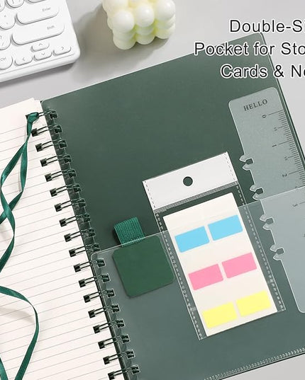 EMSHOI Lined Journal A4 Spiral Notebook, College Ruled Notebook, 300 Pages/150 Sheets, 100gsm Acid-Free Paper, Waterproof Softcover Notebook for School, Work, Writing, 8.27" × 11.2" - Dark Green