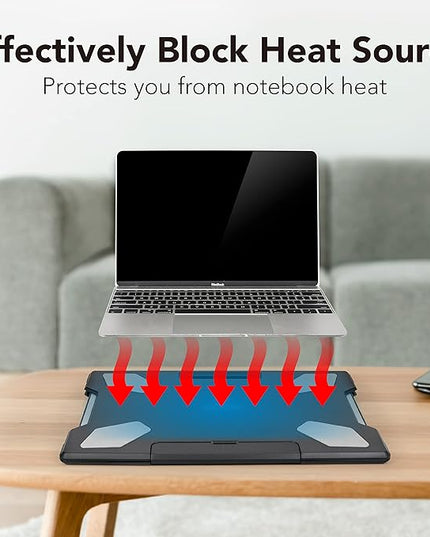 EHO Laptop Lap Desk with Retractable Mouse Pad, Portable Ergonomic Lap Pad with Heat Shield and Foldable Stopper, Lightweight Travel Lapdesk Fits up to 16" Laptops, Bed Sofa or Work Use