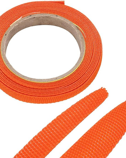 MECCANIXITY Braided Cable Sleeves Heat Shrinkable Fabric Sleeving, 1/4" 10ft Orange 2:1 Ratio Heat Shrinkable Cord Protector for Harness Cable, Network Cable Protection, Cable Management