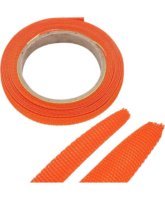 MECCANIXITY Braided Cable Sleeves Heat Shrinkable Fabric Sleeving, 1/4" 10ft Orange 2:1 Ratio Heat Shrinkable Cord Protector for Harness Cable, Network Cable Protection, Cable Management