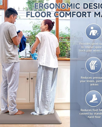 4/5 Inch Thick Kitchen Mats for Floor, StepRite Kitchen Rug for Standing Desk, Non-Slip, Thicker, Stain & Water Resistant, Comfort Anti Fatigue Floor Mat for Home, Kitchen, Office - Khaki,54 * 22''