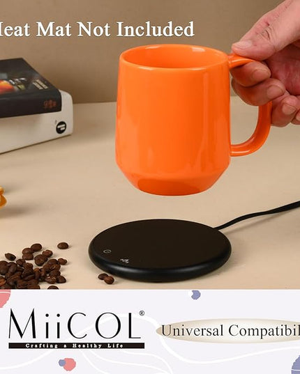Miicol Ceramic Coffee Mug, 16 oz Large Coffee Cup, Tea Mug with Handle, Flat Bottom Mug for Men, Women, Office, Microwave and Dishwasher Safe, Multi-Color, Sun Orange
