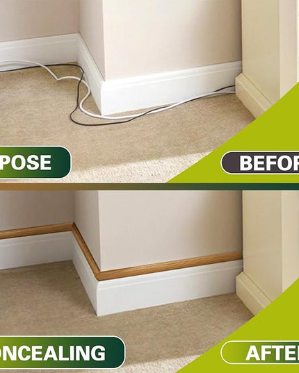 Floor Cord Cover Cable Cavity Self Adhesive Hider - Electric Cord Covers for Living Rooms, Offices - Cable Cover Protector (Wood Brown, 1.18" x 3.3')