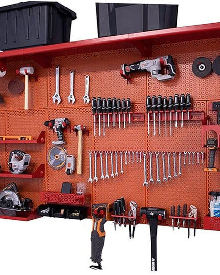 OmniWall Weekend Warrior XL Metal Pegboard Wall Organization System (Orange/Red)