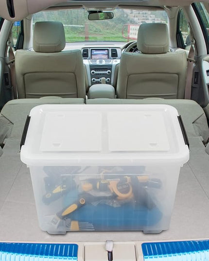 4-Pack Plastic Large Storage Box with Lid, Latching Storage Box Bin, Clear, 30 L