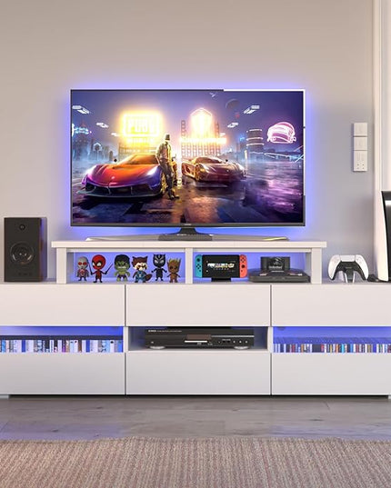 YAOHUOO 45" Large TV Riser for 32-60 inch TV, TV Riser Stand Shelf with Steel Legs, Tabletop TV Stand Riser for Home Office,White