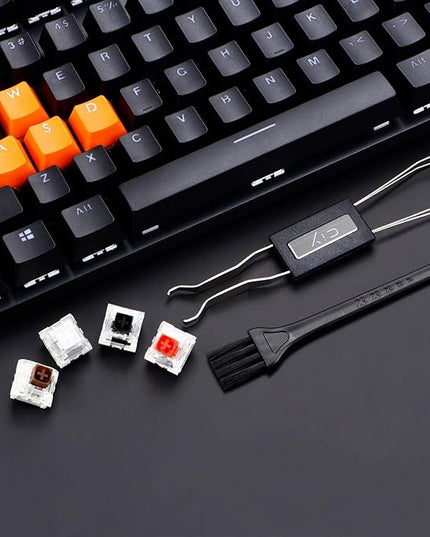 Keycap Puller Switch Puller Stainless Steel Keycap Removal Tool with 2 Pcs Keyboard Cleaning Brush for Mechanical Keyboard