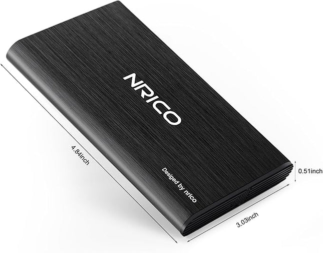 NRICO Ultra Slim 750GB Portable External Hard Drive USB3.0 HDD Storage Compatible for PC, Desktop, Laptop,Mac,PS4, Xbox one (Black, 750, GB)