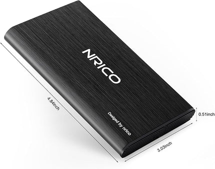 NRICO Ultra Slim 500GB Portable External Hard Drive USB3.0 HDD Storage Compatible for PC, Desktop, Laptop,Mac,PS4, Xbox one (Black, 500, GB)
