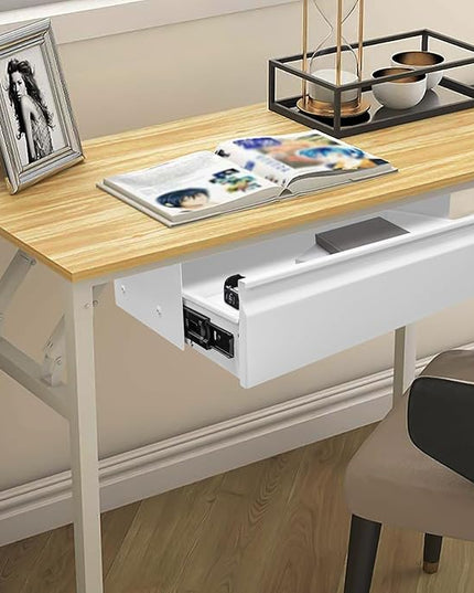 FFanhia 22 Inch Under Desk Mounted Sliding Pull-out Drawer Storage for Sit Stand Workstation Office(Applicable Table Thickness: 0.79in) White