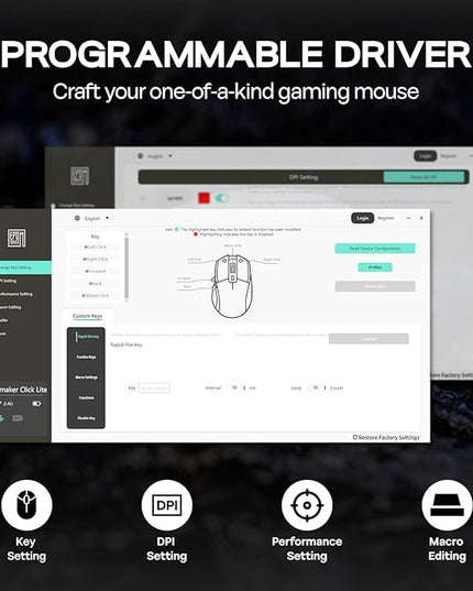 EPOMAKER Click Lite Wireless Gaming Mouse, 800 to 12,000 DPI Adjustable, PAW3311 Sensor, 500mAh, 59g, 2.4G/BT/USB-C Rechargeable Wireless Mouse with 5 Programmable Buttons for PC/Mac/Linux (White)