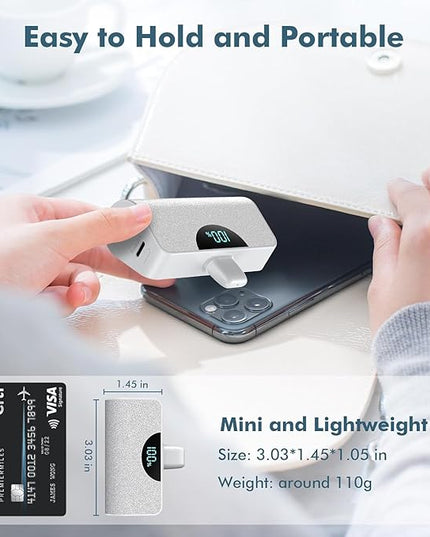 Feob [2 Pack] Mini Portable Charger 5200mAh,Ultra-Compact PD Fast Charging Power Bank,LCD Display Cute Battery Pack Backup Charger Compatible with iPhone 14/14 Pro Max/13 Pro/12/11/XR/8/7