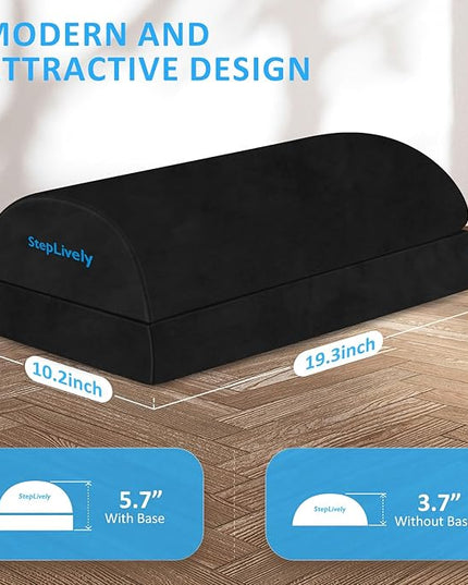 StepLively Foot Rest for Under Desk at Work, Comfortable Foot Stool with 2 Adjustable Heights, Footrest with Washable Cover, for Back & Hip Pain Relief, Suitable for Office, Home, Car, Black, X-Large