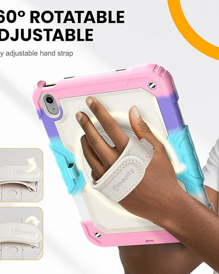 timecity for iPad (A16) 11th/ 10th Generation Case 11''/ 10.9 Inch (2025/2022) - Heavy Duty Protective Cover with Screen Protector, Stand, Shoulder Strap & Pencil Holder | Kids-Friendly - Pink Camo