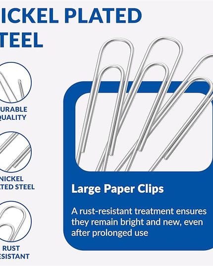 Jumbo Paper Clips, 2 Inch Paper Clip, 200 pcs Large Paperclips