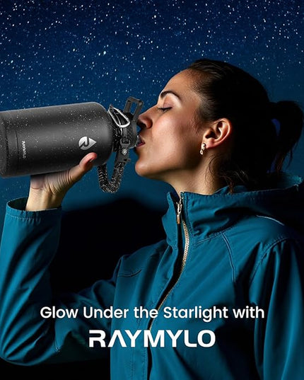 64oz Insulated Water Bottle, Triple Wall Vacuum Stainless Steel Water Bottles - Keeps Cold 48H, Reusable Half Gallon Jug for Gym, Sports, Camping, Hiking,Travel, Starry Sky-Black
