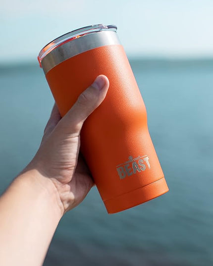 Beast 20 oz Tumbler Stainless Steel Vacuum Insulated Coffee Ice Cup Double Wall Travel Flask (Orange)