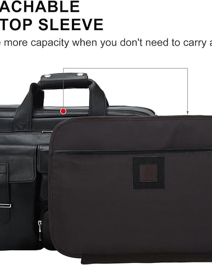 TIDING Full Grain Leather Briefcase For Men 17 Inch Laptop Case Business Travel Office Messenger Shoulder Bag