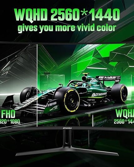 SANSUI 27 Inch Curved Gaming Monitor 240Hz, 2K WQHD 1500R Curved Computer Monitor, 120% sRGB, MPRT 1ms, Freesync, HDR, VESA(100 * 100mm),HDMI*2, DP1.4 * 2(DP Cable Included)