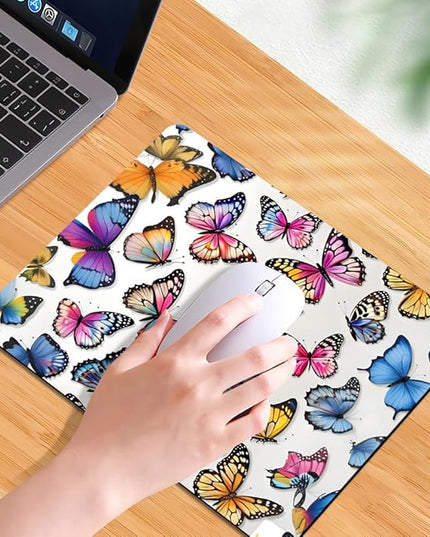 Rainbow Butterfl Square Mouse pad, Texture, Waterproof, Anti Slip Rubber Base, Computer Mouse pad, Laptop Mouse pad