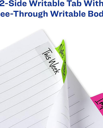 Avery Margin Ultra Tabs, 2.5" x 1", 2-Side Writable, Assorted Neon Color, 24 Repositionable Page Tabs (74767)