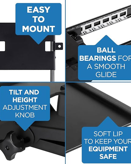 Mount-It! Under Desk Computer Keyboard and Mouse Tray, Full Motion Slide Out Keyboard Tray with Tilt, Swivel and Height Adjustment, Ergonomic Keyboard Drawer with Gel Wrist Pad, Black