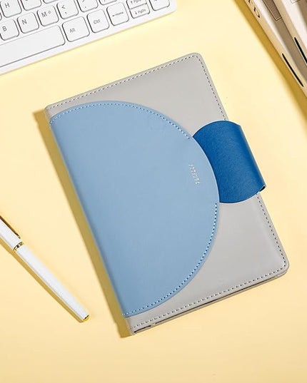 CAGIE Lined Journal for Women, 100GSM 192 Pages Leather Journals for Writing with Buckle Closure ,A5 Hardcover Diary Journaling Notebooks for Business Work School Note Taking 5.9"x8.59 (Serenity Blue)