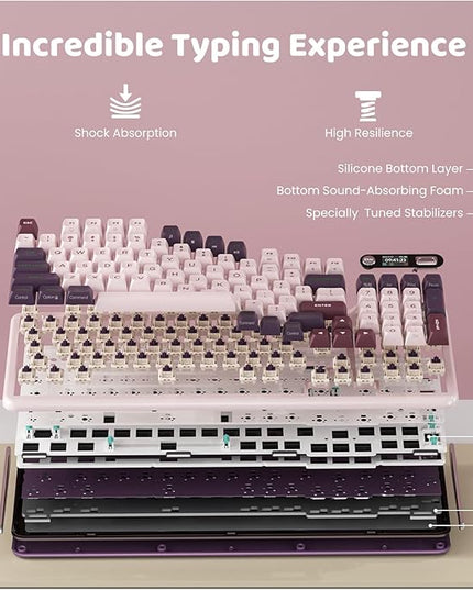 KZZI Z98 Wireless Mechanical Keyboard, Smart Display & Knob, BT5.0/2.4GHz/USB-C, Hot Swappable Custom Keyboard, Pre-lubed Linear Switches, Gasket Mount, RGB Creamy Gaming Keyboard