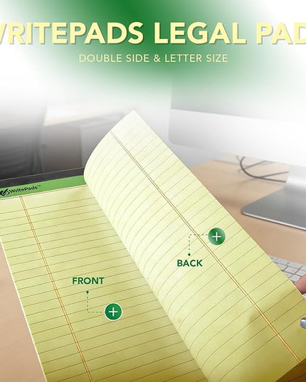 KAISA Legal Notepads 8.5"x11.75"，12pads note pads office supplies Recycled Paper 8.5"x11.75" Wide Ruled 50 sheets Hard Back Notepads 8-1/2"x 11-3/4" Writing Tablet Canary For Office Supplies (Pack of 12) KSU-5668