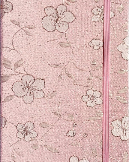 A5 Notebook, Ruled Paper, Lined Page, Hardcover, Layflat, Linen Cover, Flower Fabric, Journal for Women, Elastic Band Closure, Cute Notebooks for School, Office, Personal Writing, Pink