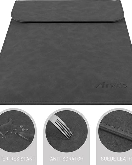 Allinside 13 inch Laptop Sleeve Case for with MacBook Air 13 2018–2025 (M2 A2681 M3 A3113 M4 A3240)/MacBook Pro 13 2016–2022 (A2251 A2289 A2338 M1 M2), PU Suede Leather Laptop Case Cover, Black