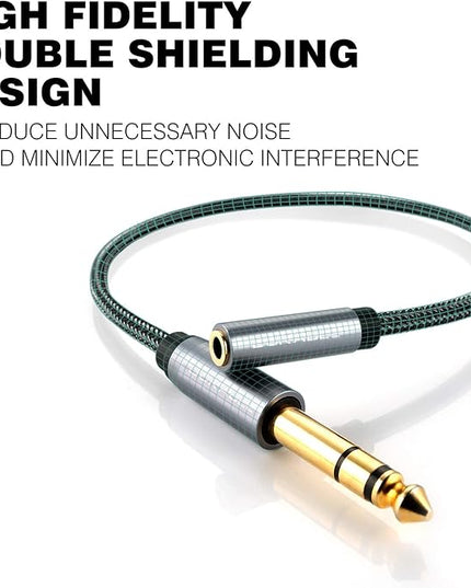 DUKABEL TopSeries 6.35mm (1/4 inch) to 3.5mm (1/8 inch) Headphone Jack Adapter, 1/8 (Female) to 1/4 (Male) Extension Cable, 3.5 to 6.35 Audio Cable for Mixer Guitar Piano Amplifier Speaker and More