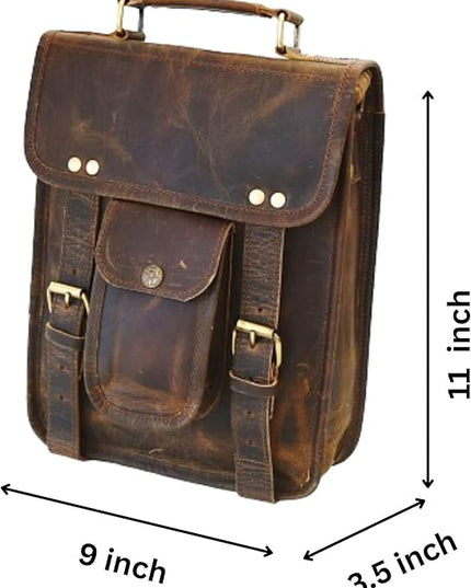 URBAN DEZIRE Men's Genuine Leather Small Briefcase Messenger Satchel Ipad Tab Tablet Bag 11 compatible with Apple product
