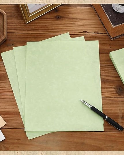 Epakh 200 Sheets Old Age Parchment Paper 8.5 x 11 Inch Standard Letter Vintage Colored Old Parchment Semblance Double Side Printing Paper (Green)