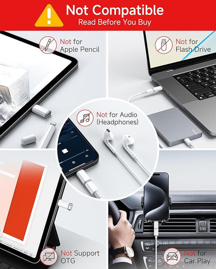 Lightning to USB C Adapter 2 Pack - Fast Charging & Data Transfer USB Type C to Lightning Charger Connector Compatible with iPhone 15/16/17 Pro Max/Plus, Samsung, Pixel - (Not for Audio/OTG)-White