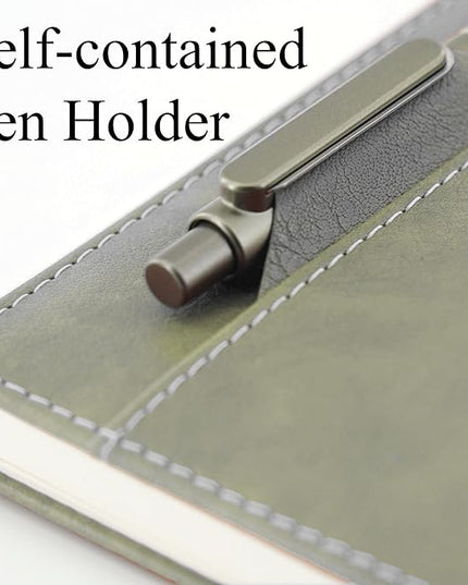 SLFreMint Premium Hardcover Notebook with Pen and Pen Holder Clip, Card Pockets, 240 Pages, College Ruled, 80GSM, Leather Note Book for Work, Study, Diary and Other Scenarios, Suitable Journal for Both Men and Women
