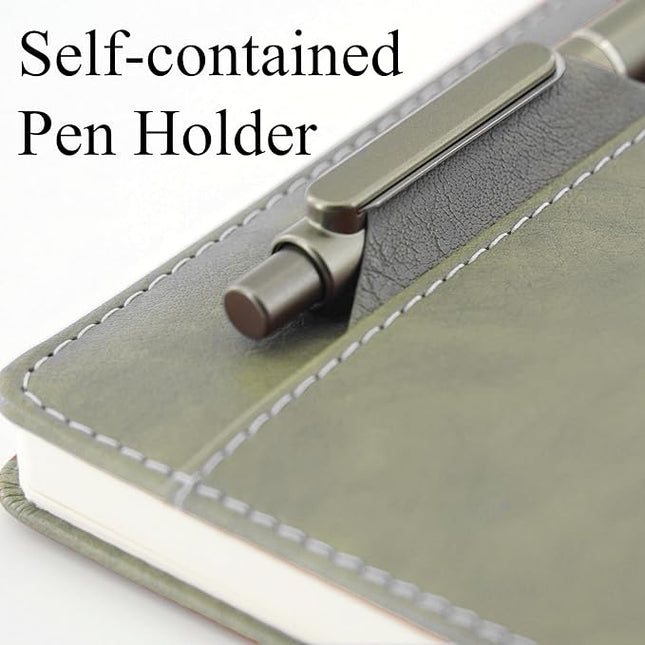 SLFreMint Premium Hardcover Notebook with Pen and Pen Holder Clip, Card Pockets, 240 Pages, College Ruled, 80GSM, Leather Note Book for Work, Study, Diary and Other Scenarios, Suitable Journal for Both Men and Women