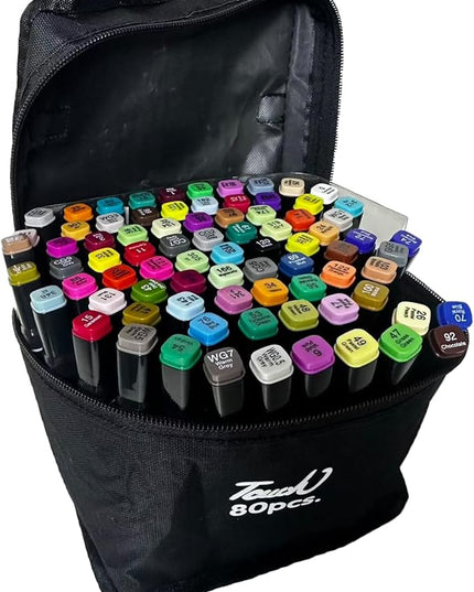 HOM Art Mark Pen, 80 color base, thick and thin pen tip, suitable for student artists to color, draw, sketch, hook lines, etc., black
