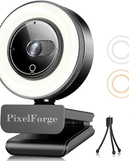 2K Webcam for PC with Microphone & Light & Privacy Cover, Web Camera for Desktop Computer/Laptop/Monitor/Mac, USB Streaming Camera for Zoom/Skype/Teams/Video Calling/Studying and Conference
