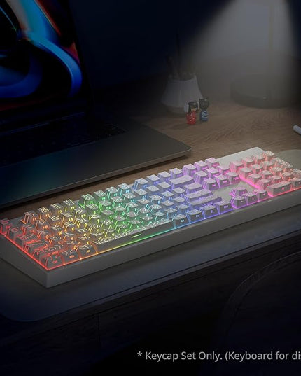 Guffercty kred 135 Key White Keyboard Keycap Set Side Engraved, Cherry Profile PBT Material Translucent Characters Compatible with MX Switches(Form Line)