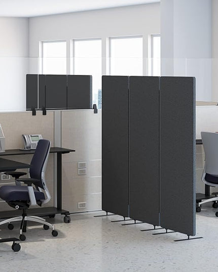 Stand Up Desk Store ReFocus Freestanding Noise Reducing Acoustic Room Wall Divider Office Partition (Ash Grey, 72" x 66", Zippered 3-Pack)