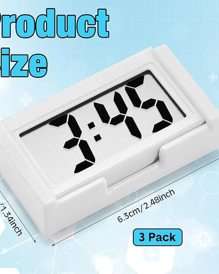 Frienda 3 Pieces Mini Digital Clock Small Digital Clock Stick on Battery Operated Self Adhesive Bracket for Car Dashboard Fridge (White)