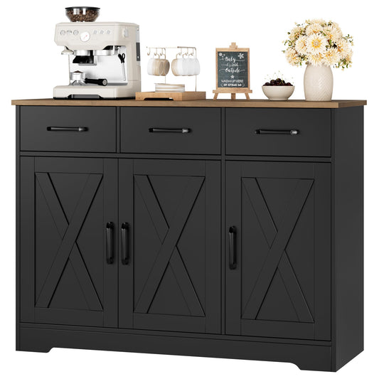 HOSTACK Kitchen Buffet Cabinet with Storage, Sideboard Coffee Bar, Black